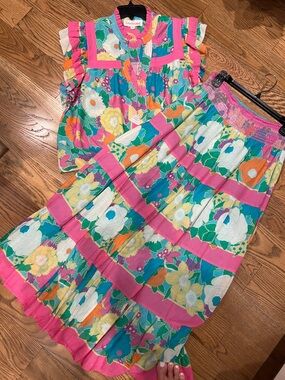 Love the Label Pink & Teal Floral Two-Piece Skirt Set - Bright Floral